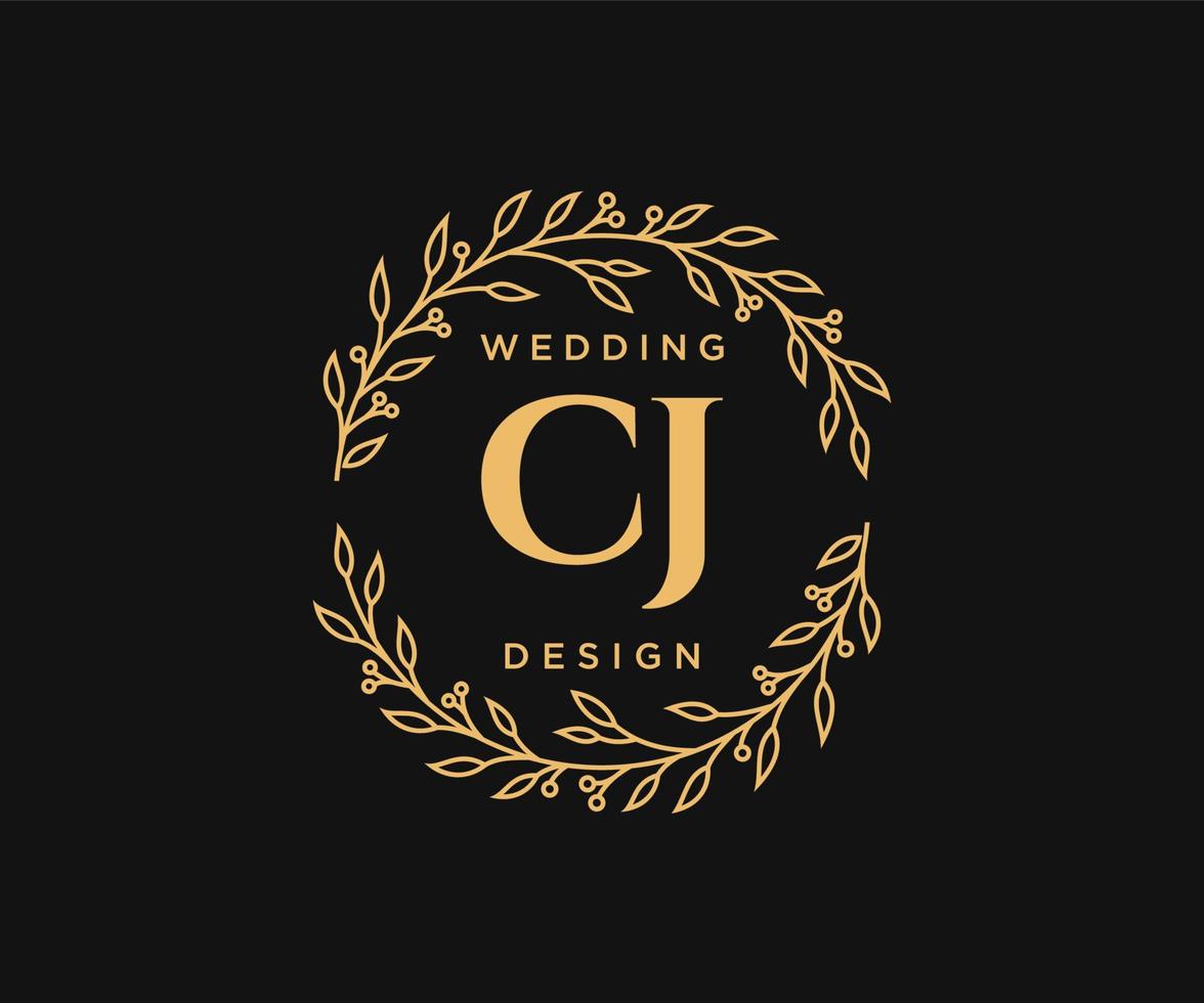 cj initialen brief bruiloft monogram logos verzameling, hand- getrokken modern minimalistisch en bloemen Sjablonen voor uitnodiging kaarten, opslaan de datum, elegant identiteit voor restaurant, boetiek, cafe in vector