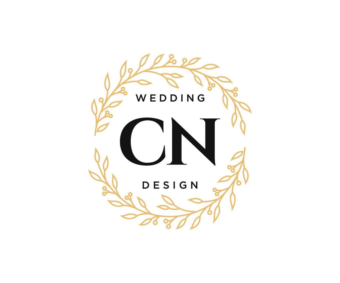 cn initialen brief bruiloft monogram logos verzameling, hand- getrokken modern minimalistisch en bloemen Sjablonen voor uitnodiging kaarten, opslaan de datum, elegant identiteit voor restaurant, boetiek, cafe in vector