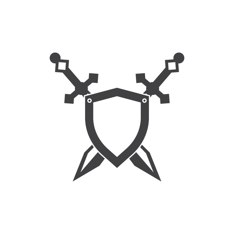 zwart zwaard oorlog verdedigen logo vector illustratie