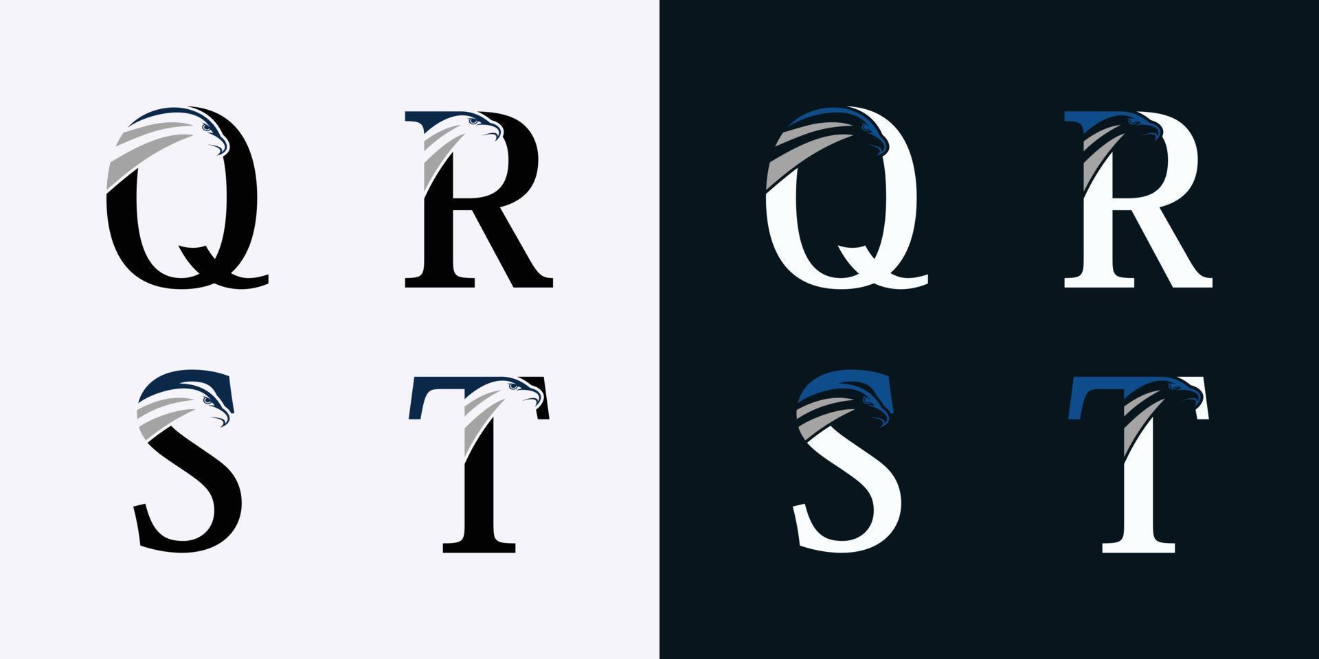 reeks van brief logo ontwerp met adelaar hoofd concept vector
