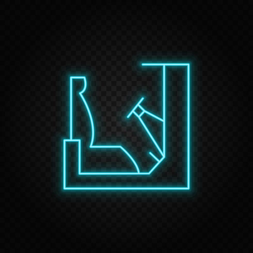 stoel, racing spel, controleur neon icoon. blauw en geel neon vector icoon. vector transparant achtergrond