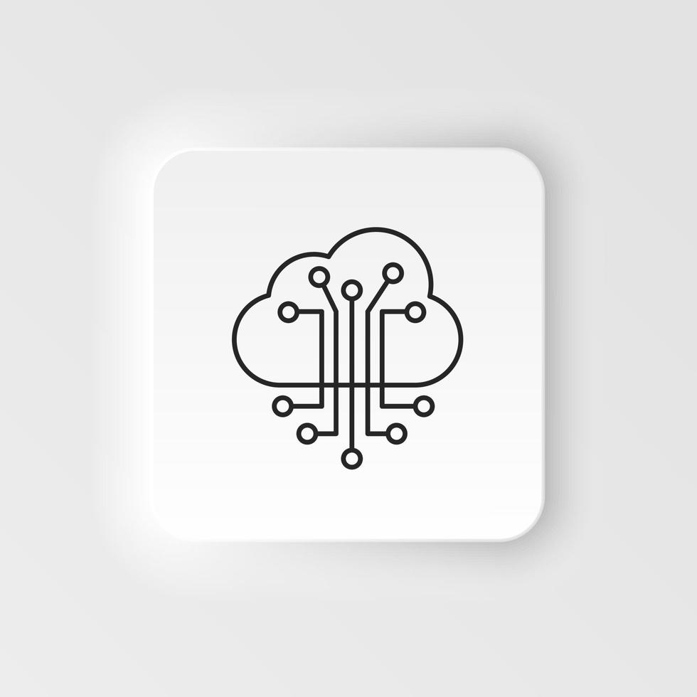 wolk, slim, informatie, netwerk icoon - vector. kunstmatig intelligentie- neumorf stijl vector icoon Aan wit achtergrond