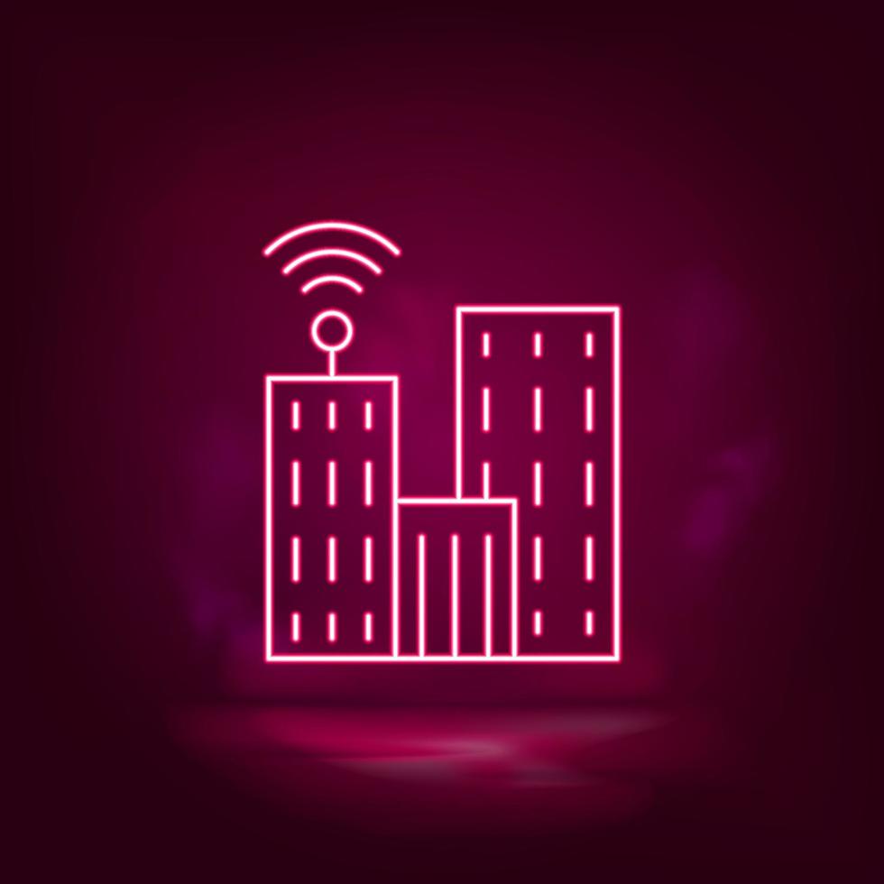 communicatie, televisie, gebouw neon icoon - vector kunstmatig intelligentie-