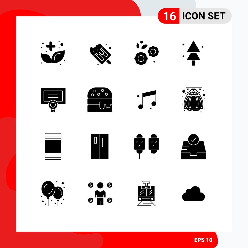 pictogram reeks van 16 gemakkelijk solide glyphs van certificaat boom bloem net Woud bewerkbare vector ontwerp elementen