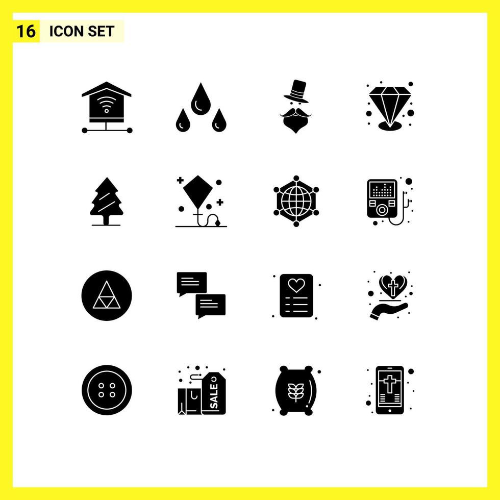 16 universeel solide glyph tekens symbolen van boom pijnboom movember natuur kwaliteit bewerkbare vector ontwerp elementen