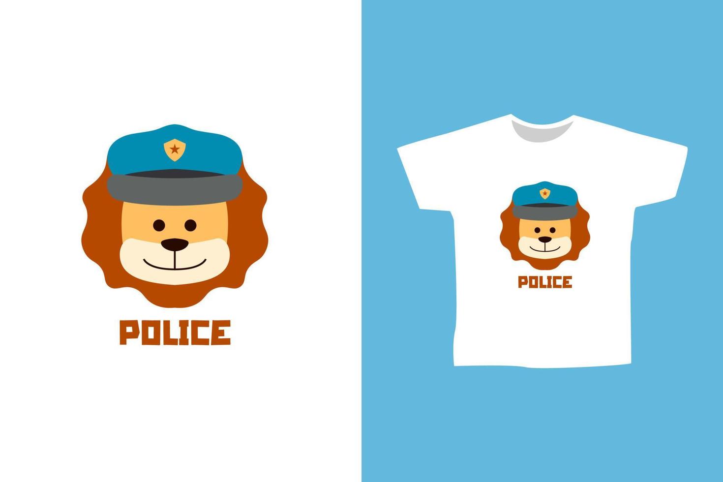 vector een schattig leeuw Politie tekenfilm voor kleding merk of afdrukken ontwerp illustratie