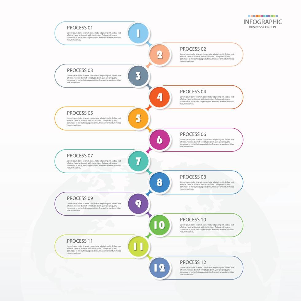 infographic met 12 stappen, werkwijze of opties. vector