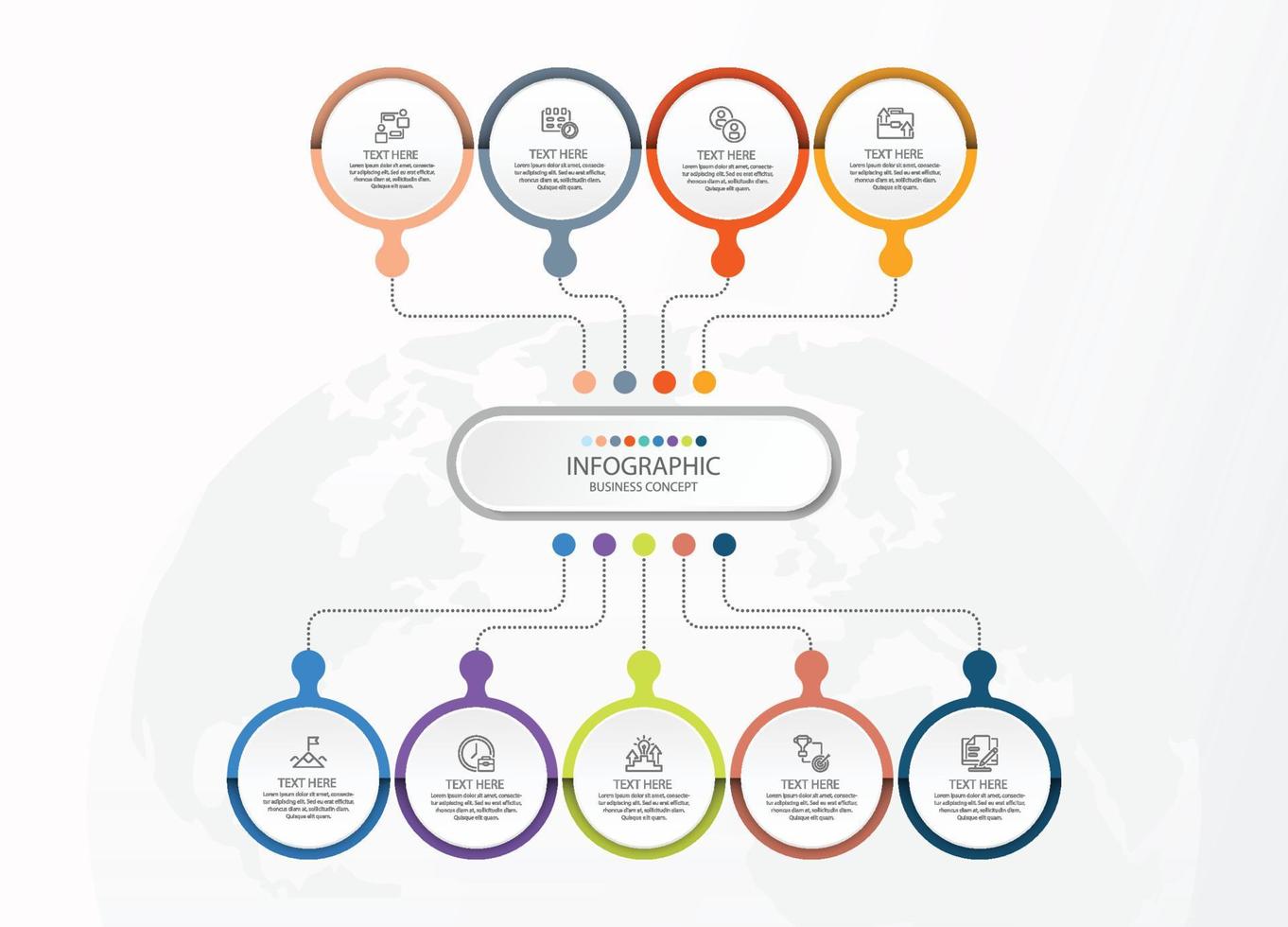 infographic met 9 stappen, werkwijze of opties. vector