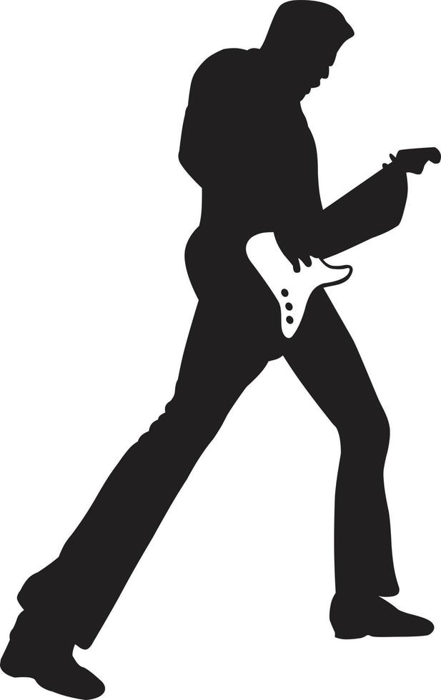 vector illustratie silhouet solo gitarist mannen volwassen houding geïsoleerd Aan wit achtergrond