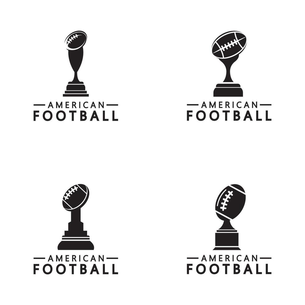 winnaar Amerikaans Amerikaans voetbal kampioenschap trofee logo ontwerp vector icoon sjabloon. Amerikaans Amerikaans voetbal trofee voor winnaar prijs