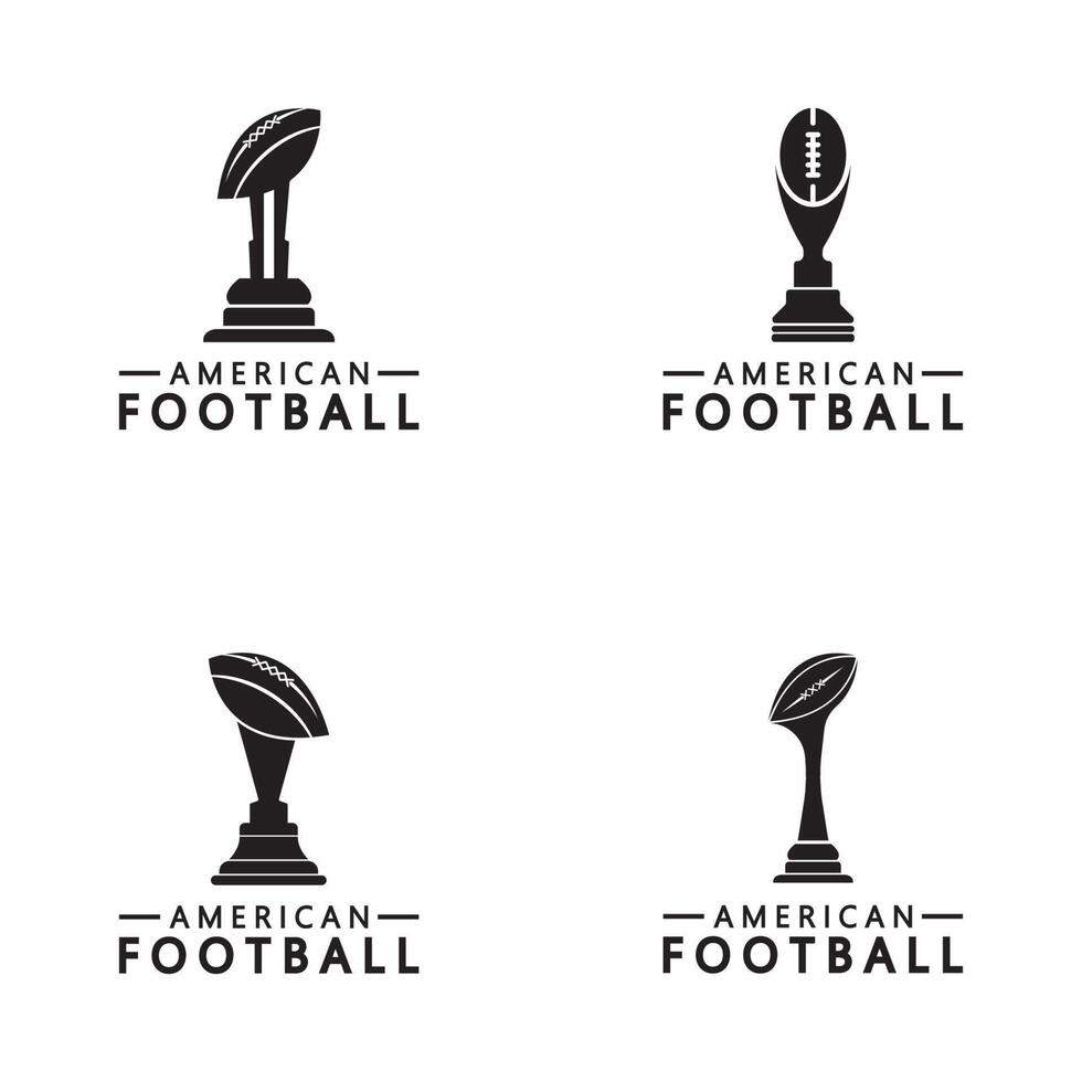 winnaar Amerikaans Amerikaans voetbal kampioenschap trofee logo ontwerp vector icoon sjabloon. Amerikaans Amerikaans voetbal trofee voor winnaar prijs