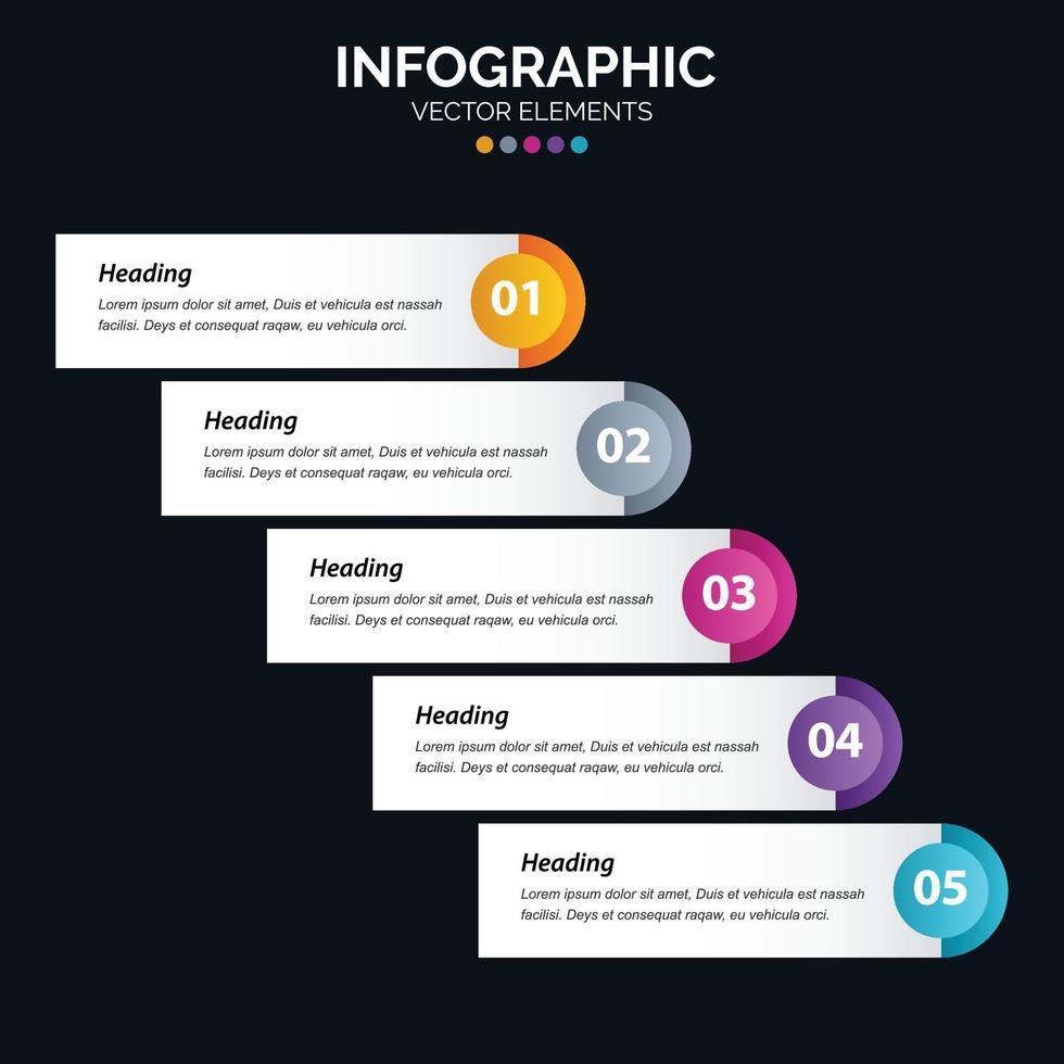 5 optie infographics diagram jaar- verslag doen van web ontwerp bedrijf concept stappen of processen vector