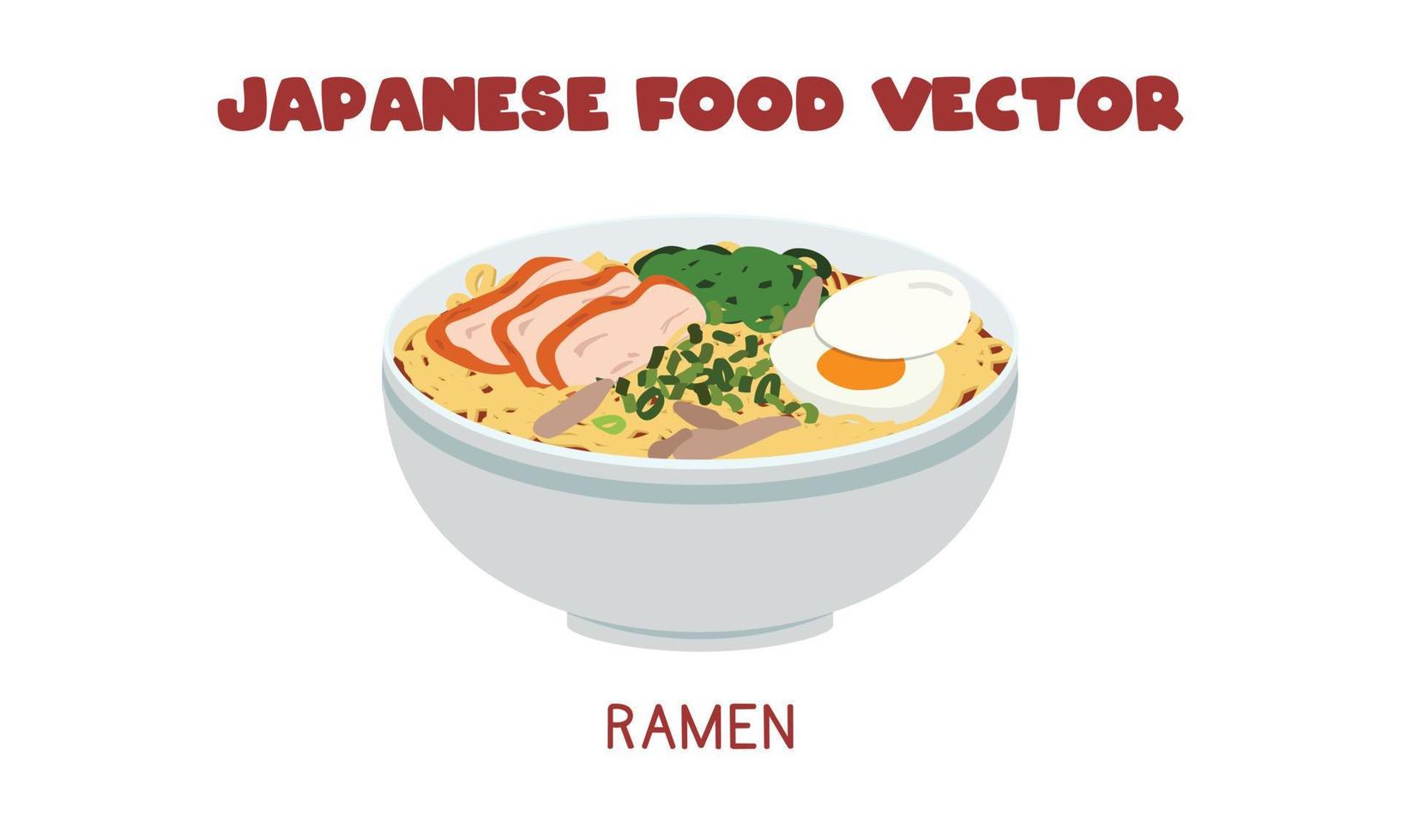 Japans ramen noodle soep vlak vector ontwerp illustratie, clip art tekenfilm stijl. Aziatisch voedsel. Japans keuken. Japans traditioneel voedsel