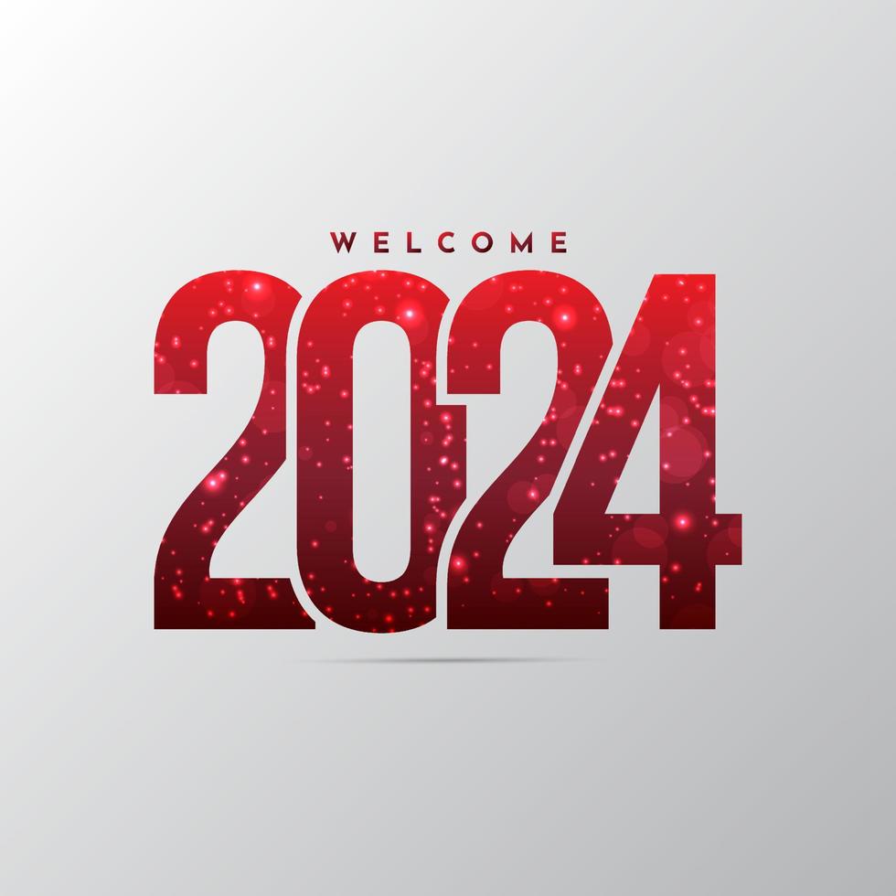 rood helling nieuw jaar 2024 ontwerp achtergrond met sprankelend gloed effect. vector
