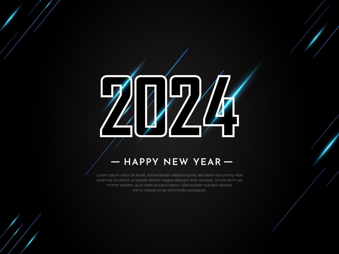 modern gelukkig nieuw jaar 2024 ontwerp achtergrond met Memphis en meetkundig stijl vector. vector