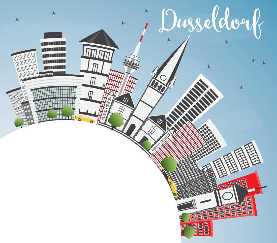 dusseldorf horizon met grijs gebouwen, blauw lucht en kopiëren ruimte. vector