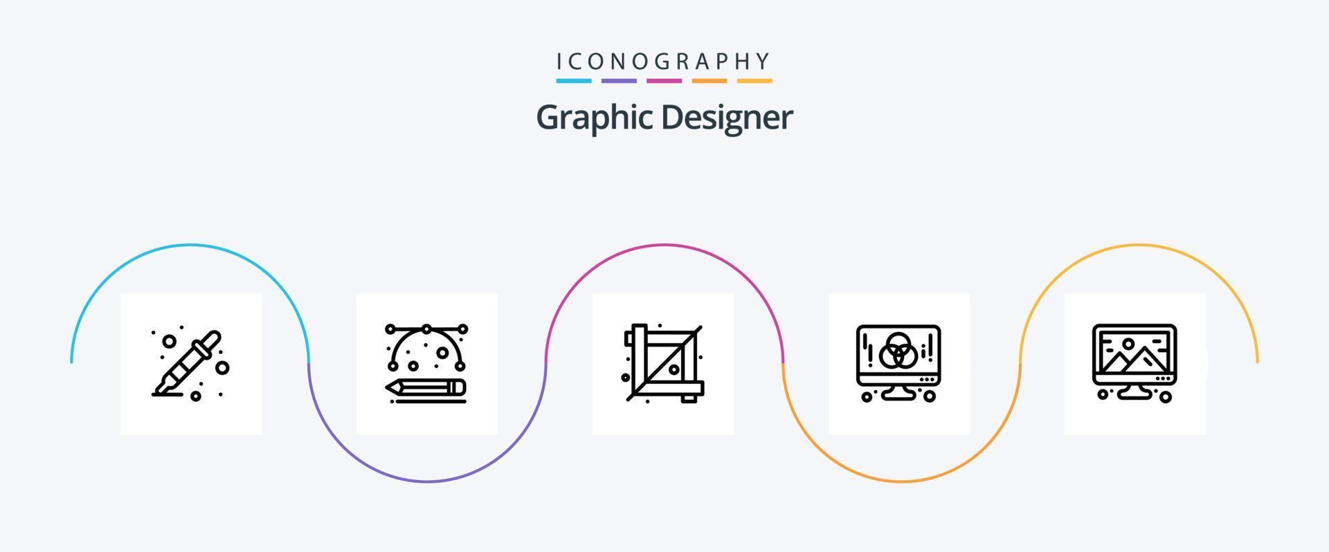 grafisch ontwerper lijn 5 icoon pak inclusief creatief. grafisch. Bijsnijden. ontwikkeling. computer vector