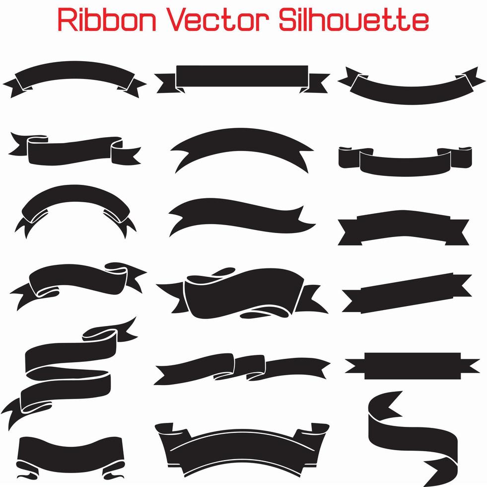 lint banier vector elementen set, zwart linten set, modern gemakkelijk linten verzameling, vector illustratie.