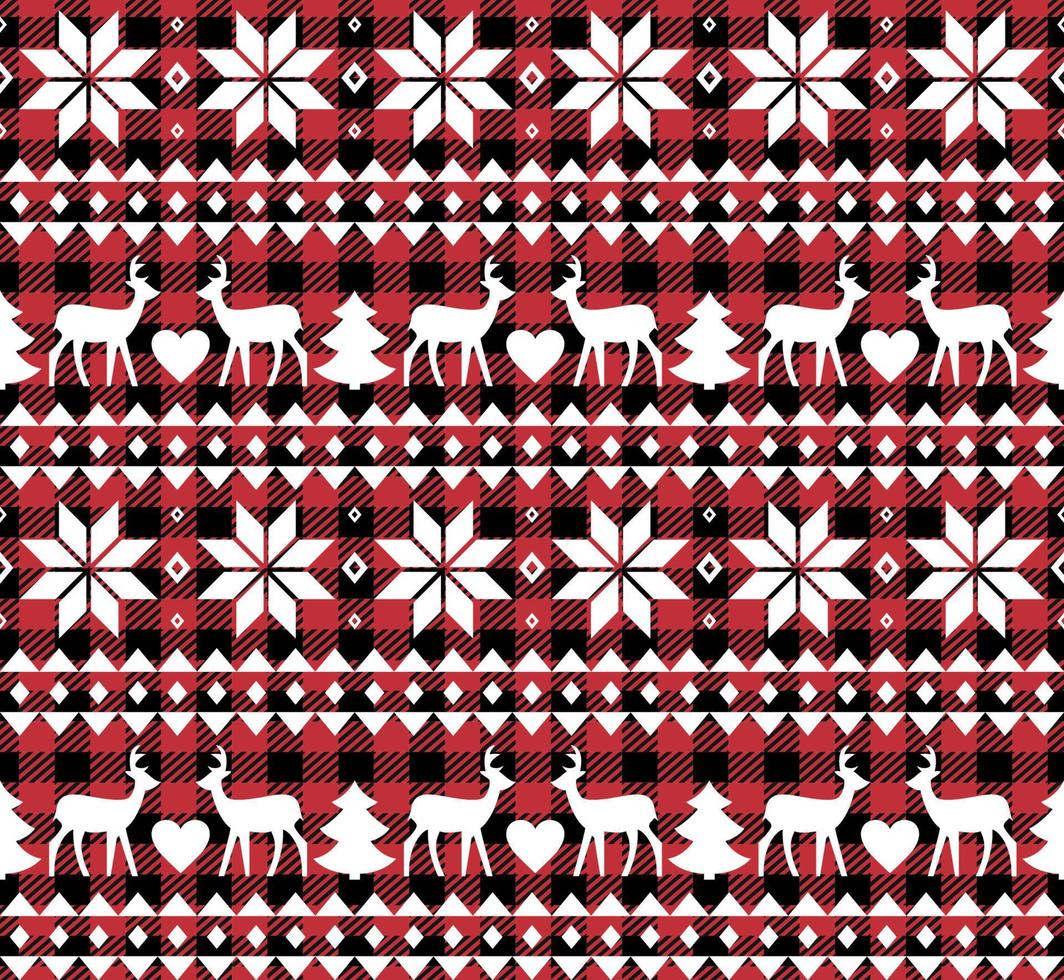 buffel plaid Kerstmis rinkelen klokken Aan de achtergrond van de muziek- bladzijde. feestelijk naadloos patroon. vector illustratie.