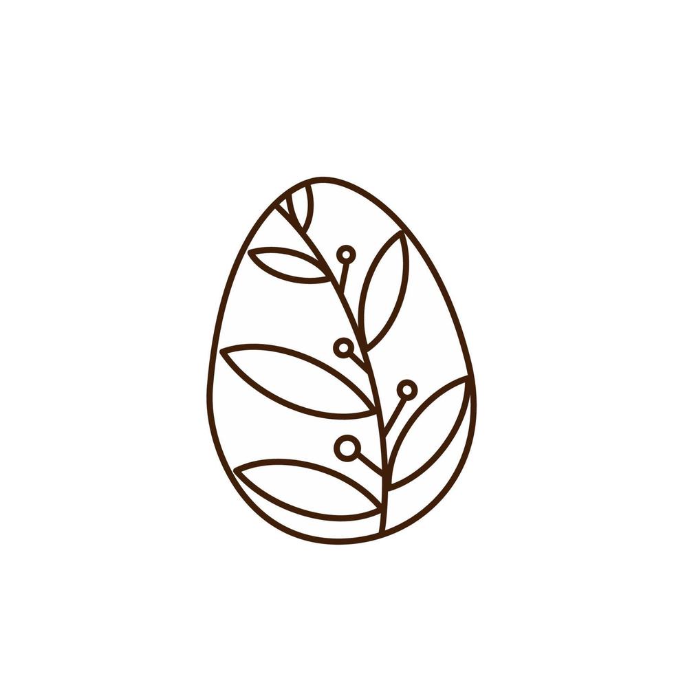 Pasen ei met blad patroon contour zwart en wit tekening vector tekening