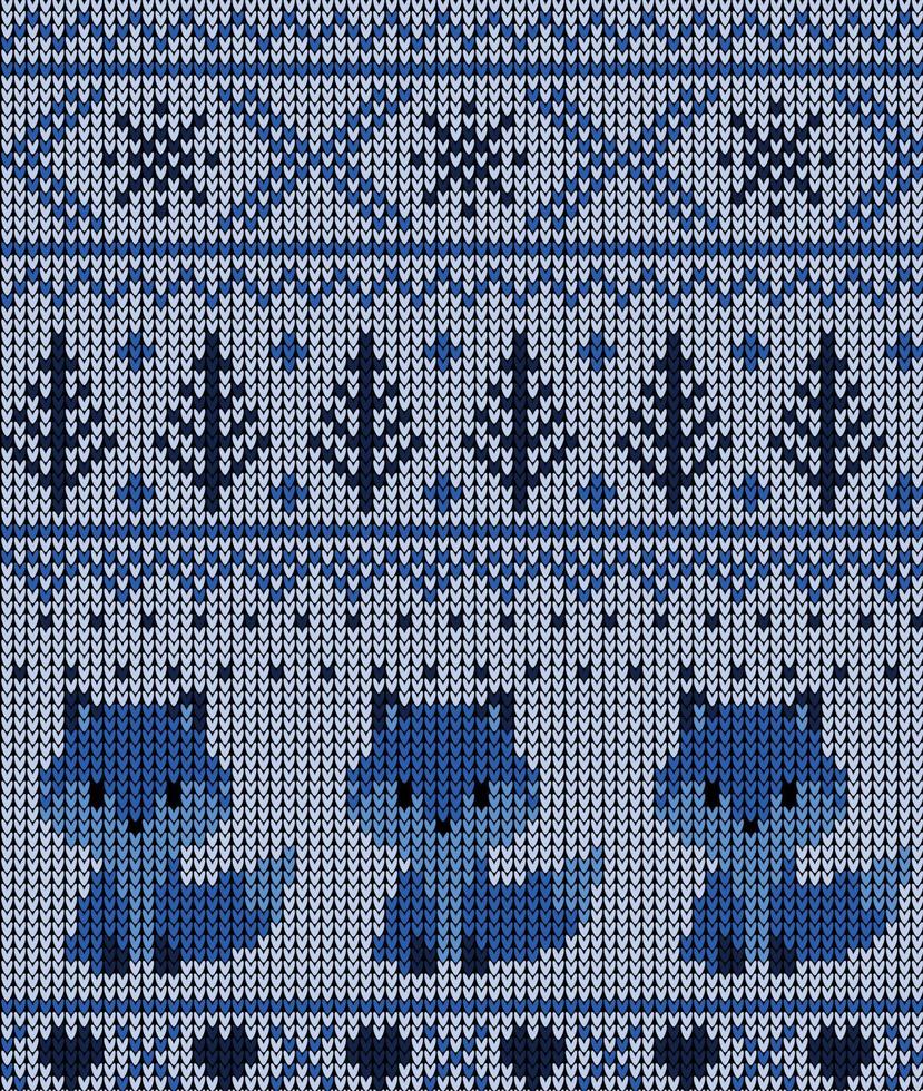 gebreid Kerstmis en nieuw jaar patroon in vos. wol breiwerk trui ontwerp. behang omhulsel papier textiel afdrukken. eps 10 vector