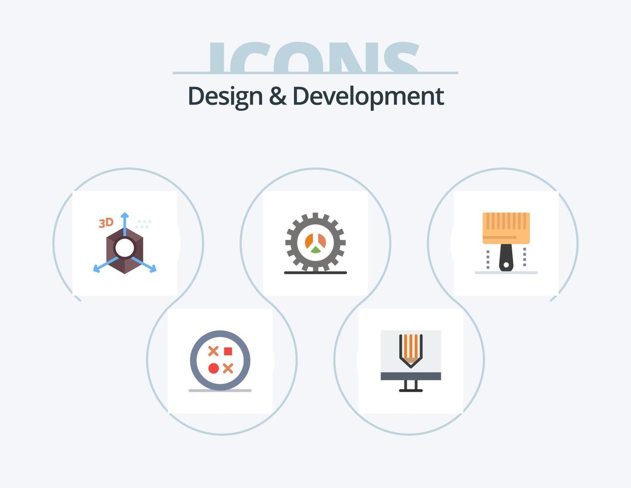 ontwerp en ontwikkeling vlak icoon pak 5 icoon ontwerp. instellingen. opties. ontwikkeling. programmeren. ontwikkeling vector