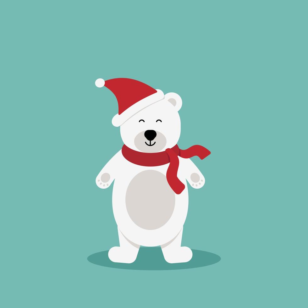 polair beer met rood sjaal.vector schattig tekenfilm karakter.kerstmis concept.perfect voor Kerstmis en Nieuwjaar groet kaart esp10 vector