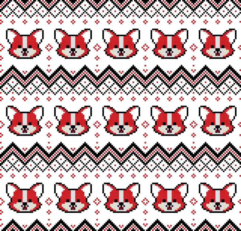 nieuw jaar Kerstmis patroon pixel met honden vector illustratie