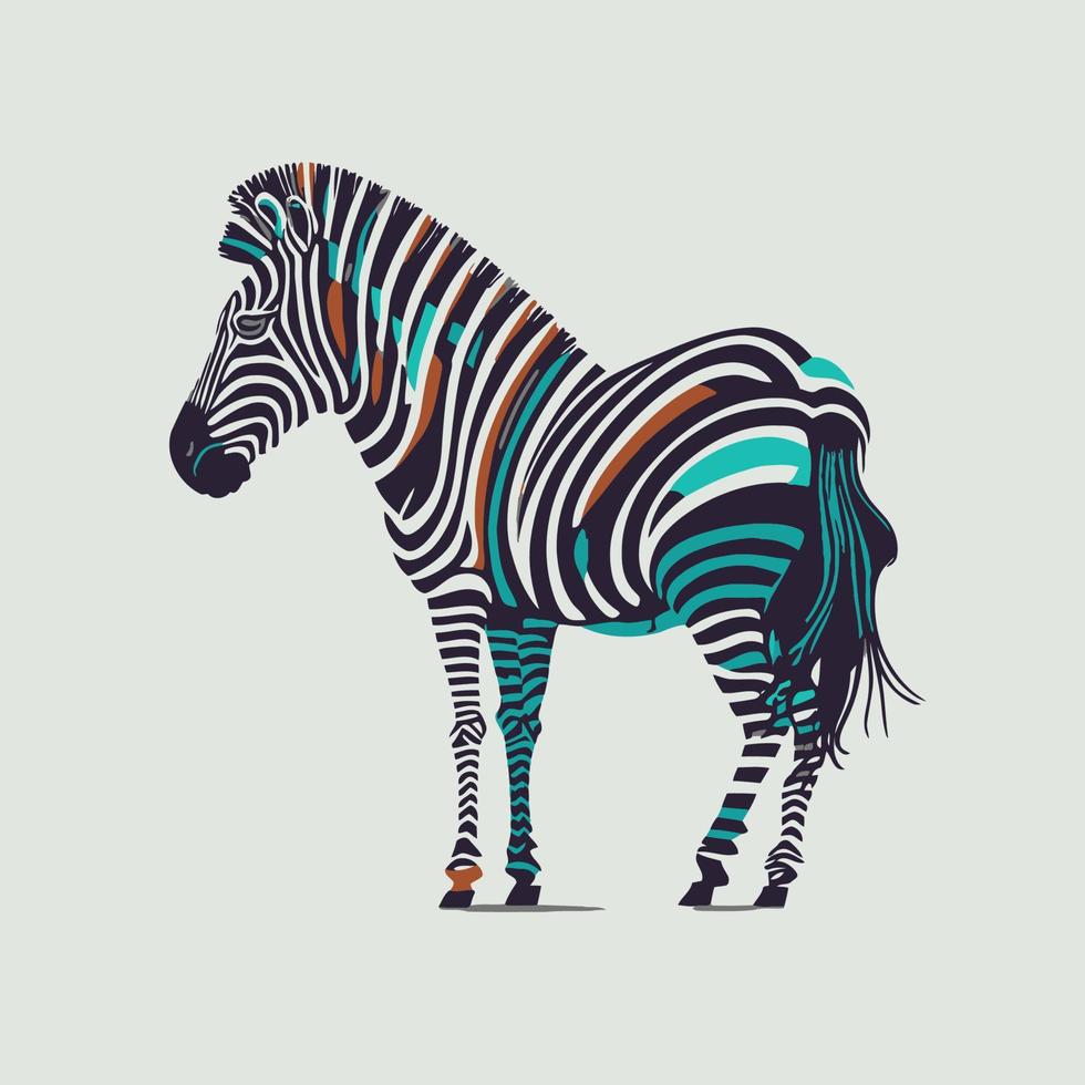zebra dier karakter logo mascotte in tekenfilm vlak kleur illustratie vector