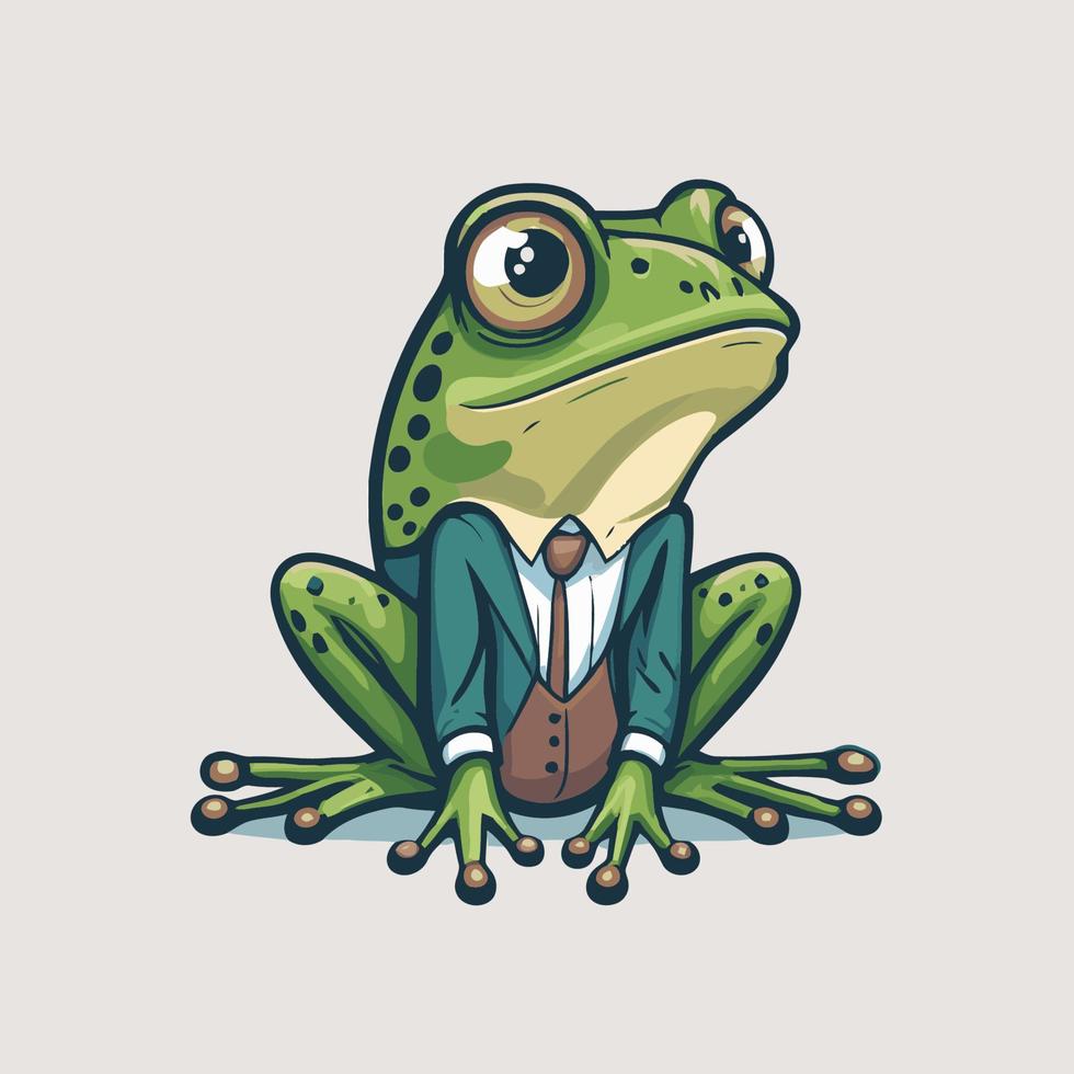groen kikker karakter logo mascotte ontwerp in tekenfilm voor bedrijf branding vector