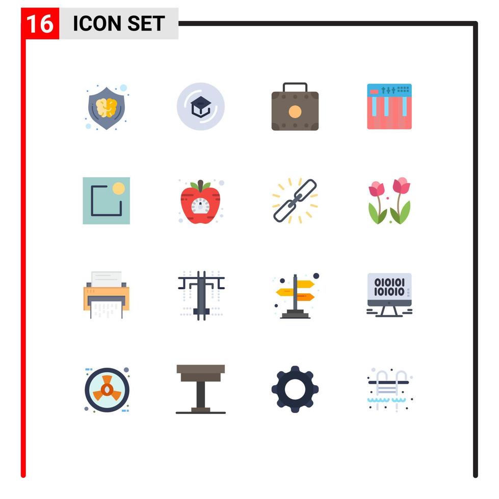 16 vlak kleur concept voor websites mobiel en apps muziek- toetsenbord aan het leren hardware koffer bewerkbare pak van creatief vector ontwerp elementen