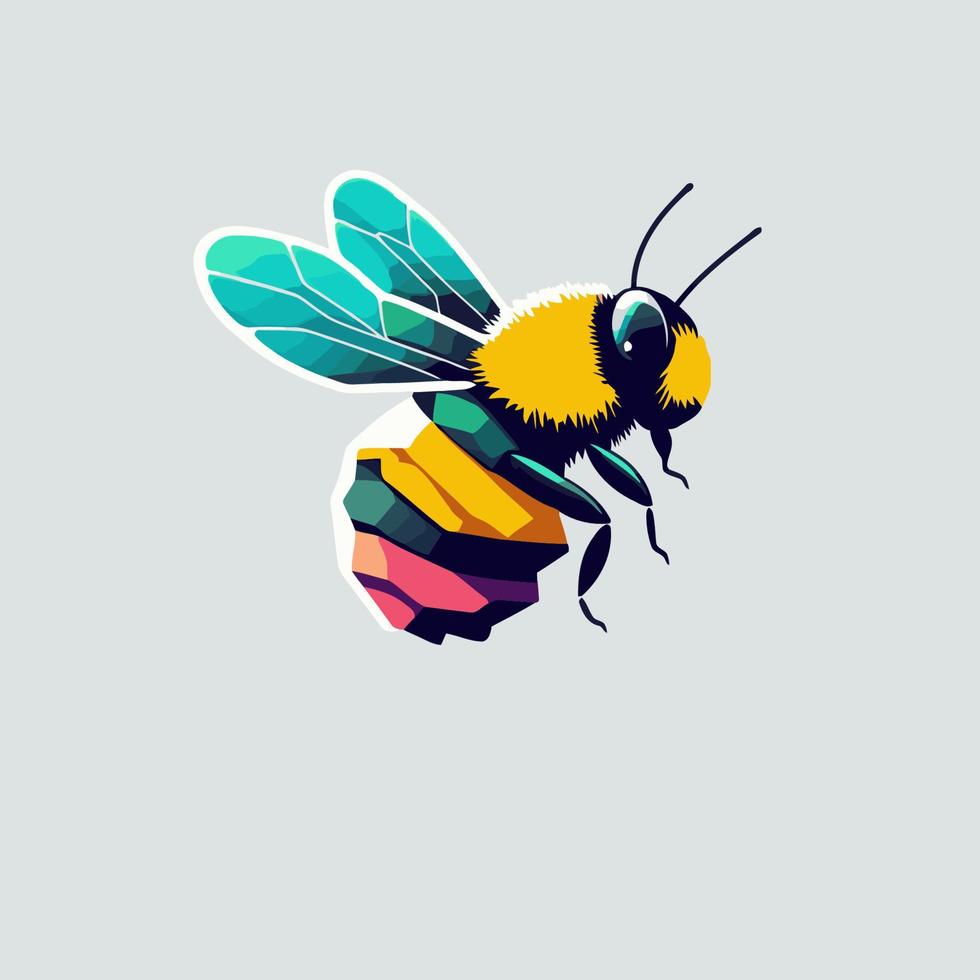 vliegend honing bij hommel karakter logo mascotte vlak vector