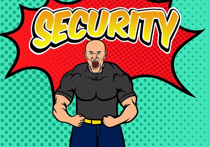 Bouncer Security pop art achtergrond vector