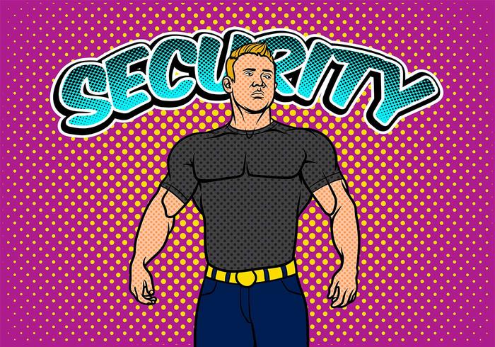 Bouncer Security pop art achtergrond vector