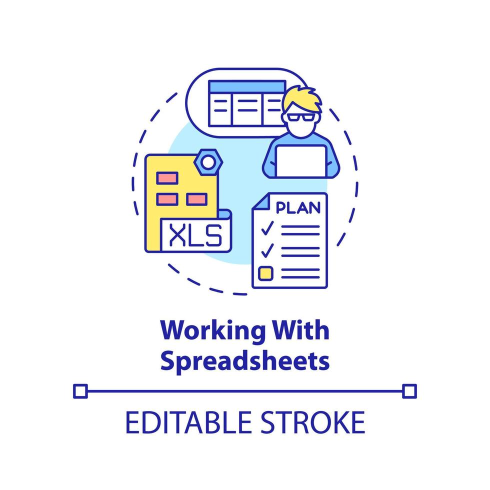 werken met spreadsheets concept icoon vector