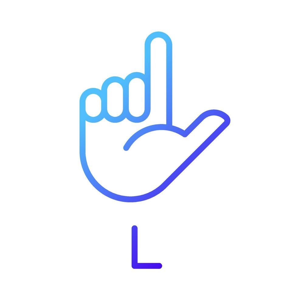 brief l in Amerikaans teken taal pixel perfect helling lineair vector icoon