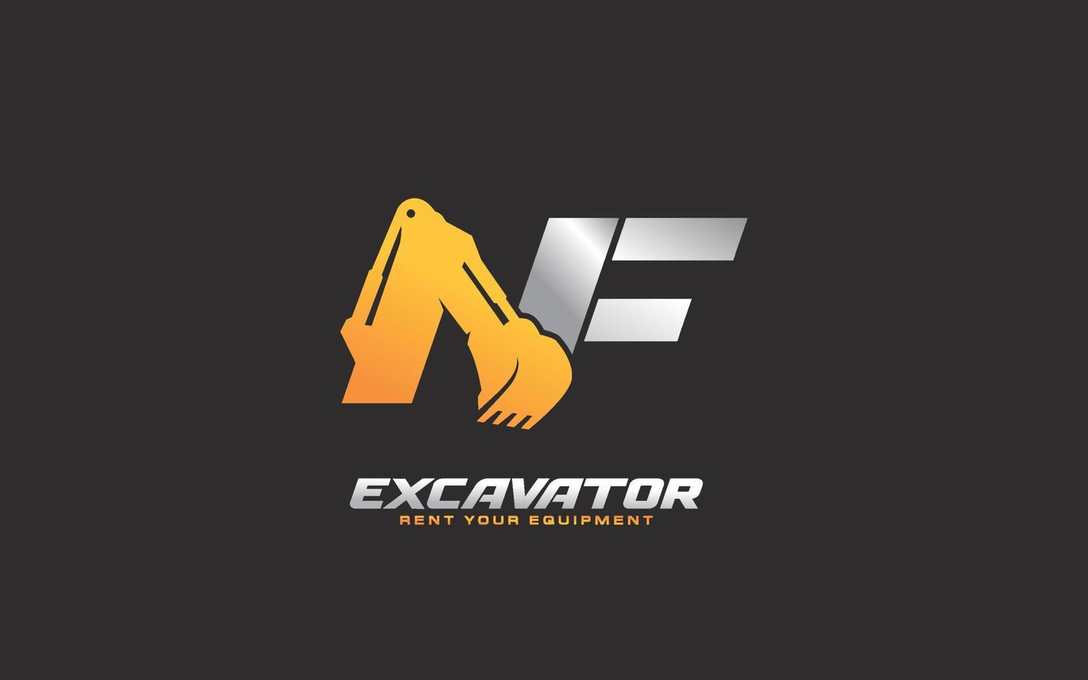 nf logo graafmachine voor bouw bedrijf. zwaar uitrusting sjabloon vector illustratie voor uw merk.