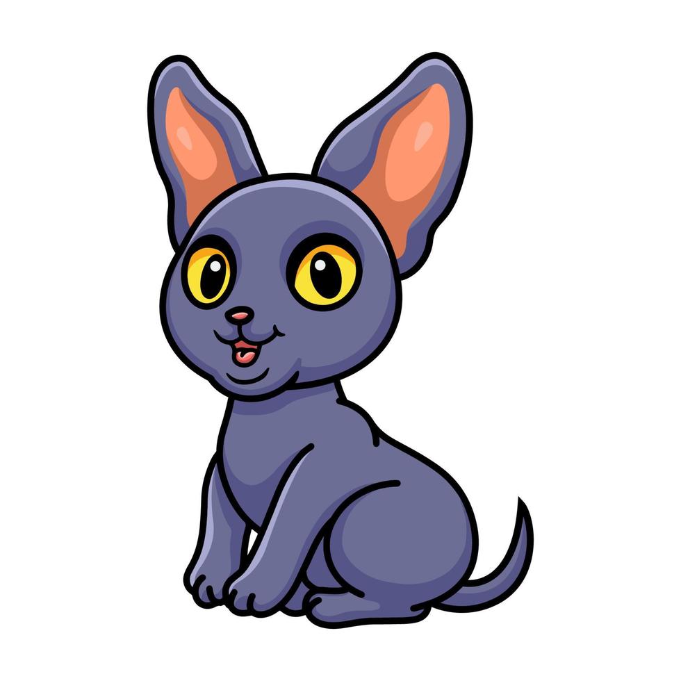 schattig peterbald kat tekenfilm zittend vector