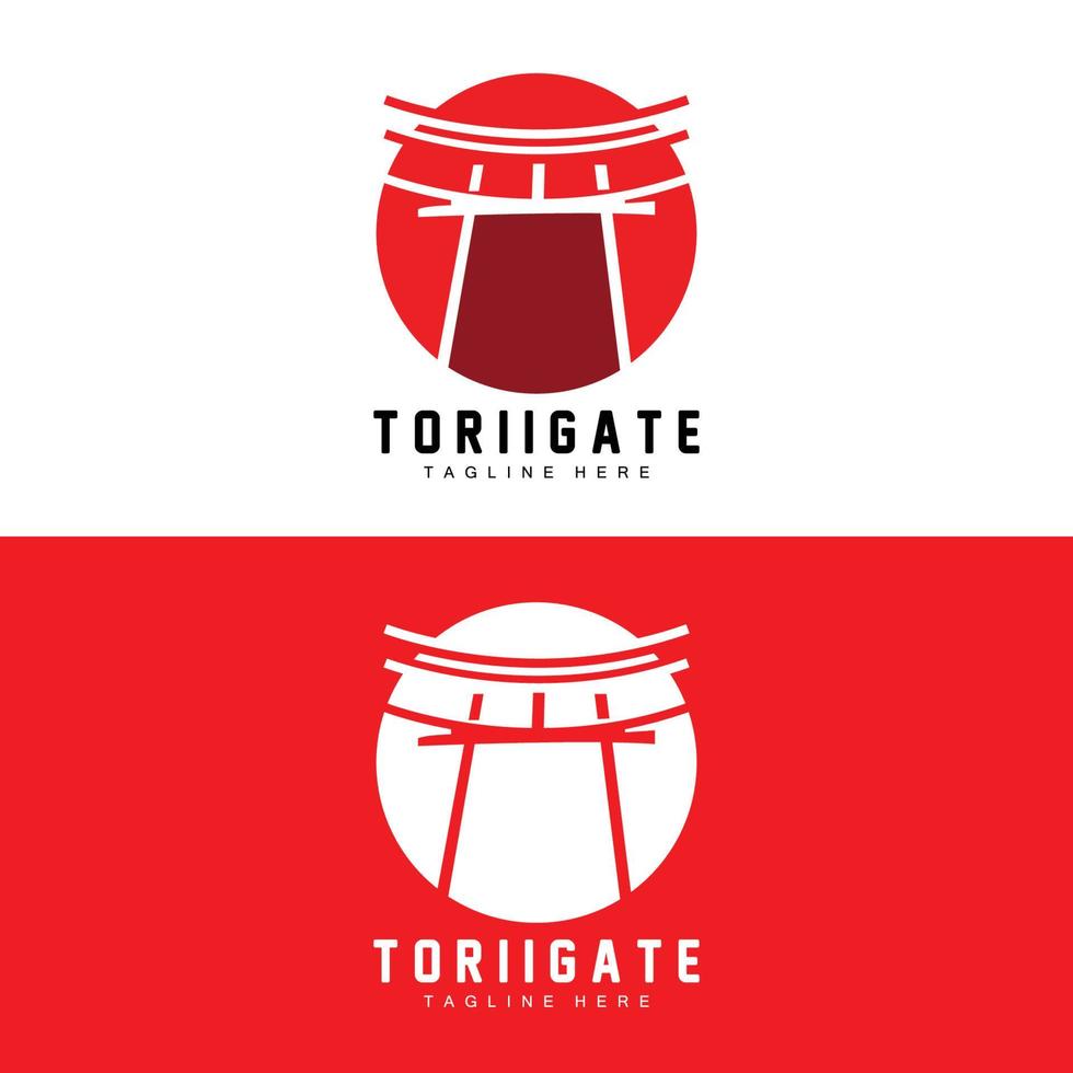 torii poort logo, Japans geschiedenis poort icoon vector, Chinese illustratie, houten ontwerp bedrijf merk sjabloon vector