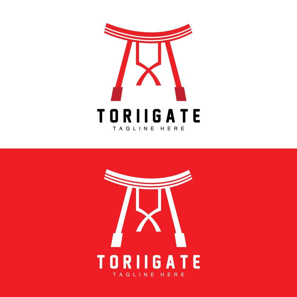 torii poort logo, Japans geschiedenis poort icoon vector, Chinese illustratie, houten ontwerp bedrijf merk sjabloon vector