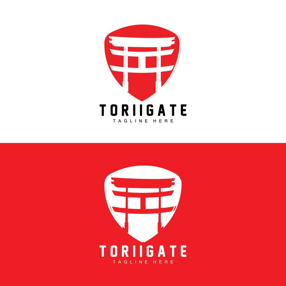 torii poort logo, Japans geschiedenis poort icoon vector, Chinese illustratie, houten ontwerp bedrijf merk sjabloon vector