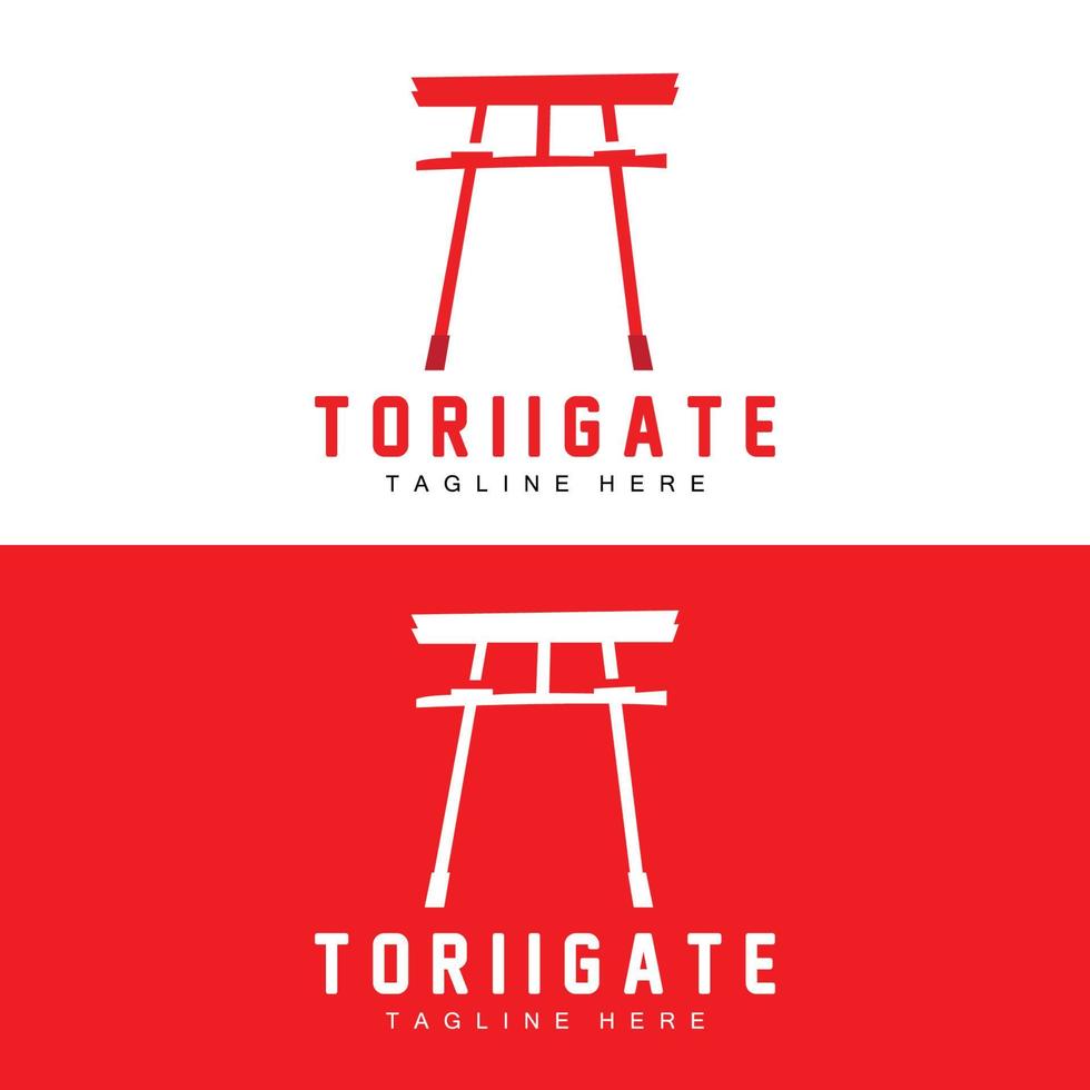 torii poort logo, Japans geschiedenis poort icoon vector, Chinese illustratie, houten ontwerp bedrijf merk sjabloon vector