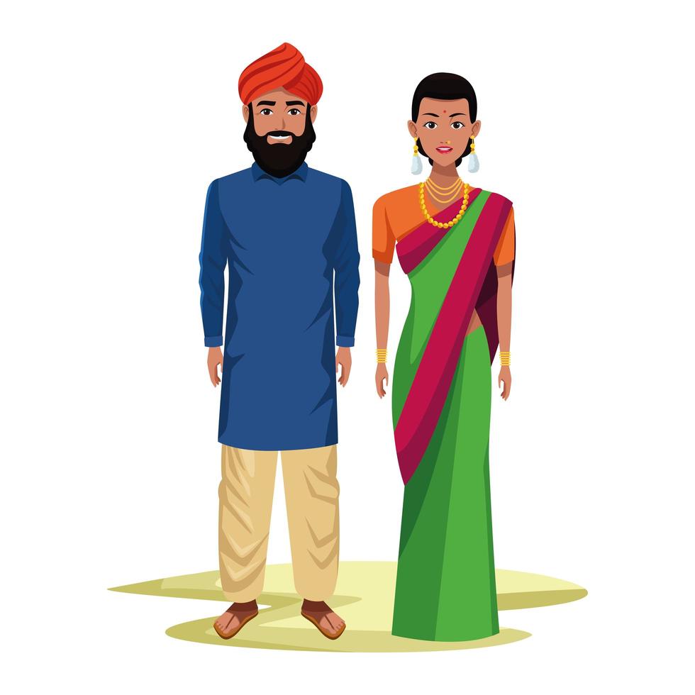 Indiase paar stripfiguren vector