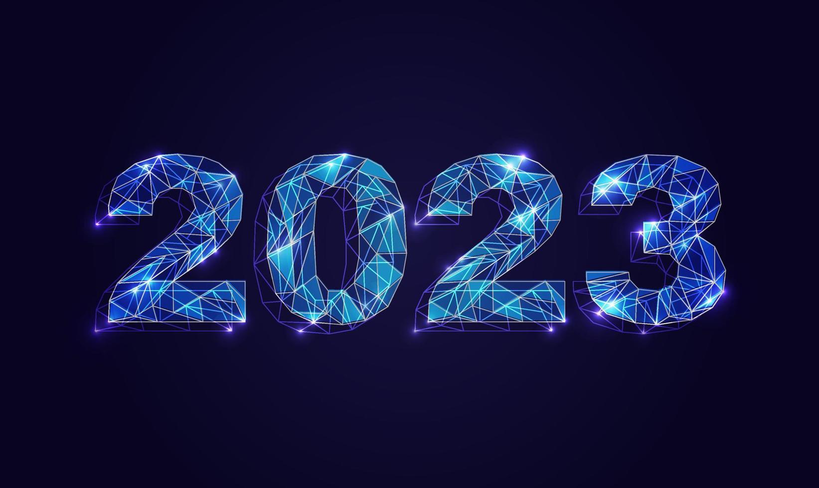 srark blauw futuristische nieuw jaar groet kaart voor 2023. vector licht banier
