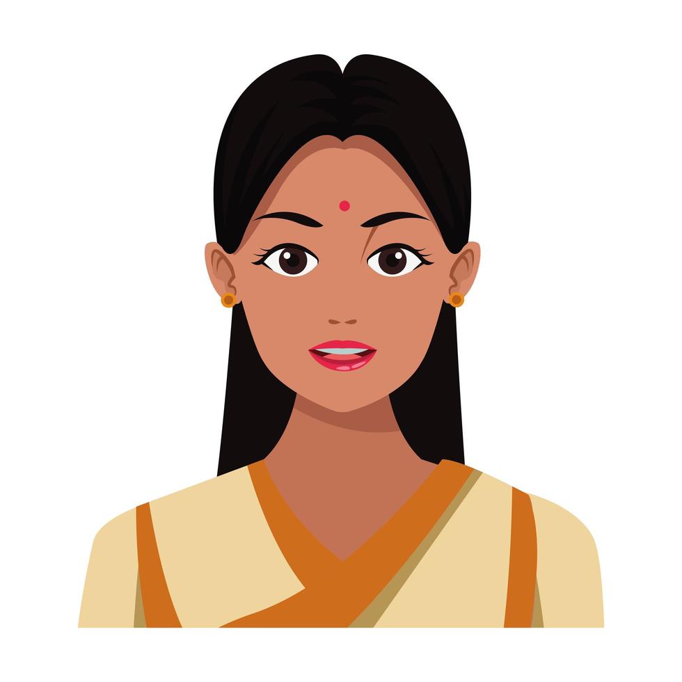 Indiase meisje gezicht avatar cartoon vector