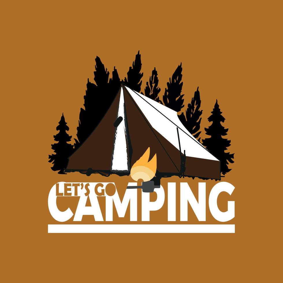 laten we Gaan camping t-shirt ontwerp, affiche, afdrukken, ansichtkaart, koffie mok andere toepassingen vector
