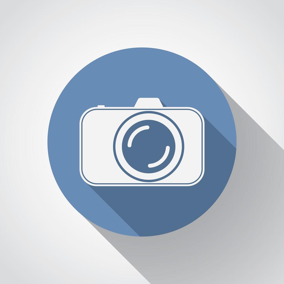 professionele fotocamera platte pictogram met lange schaduw vector