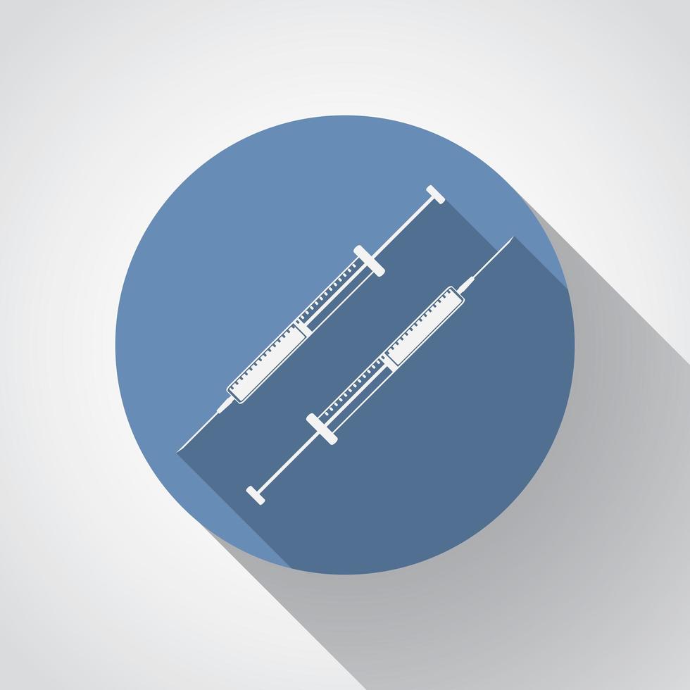 insulinespuit platte pictogram met lange schaduw vector