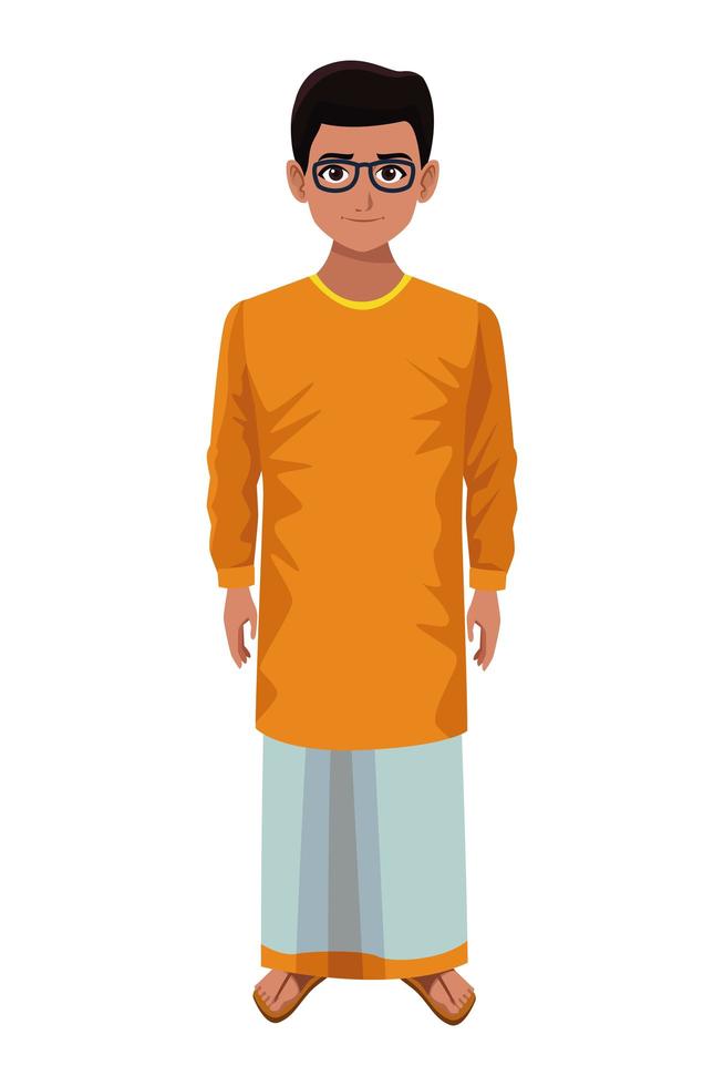 Indiase jongen die traditionele hindoe-kleding draagt vector