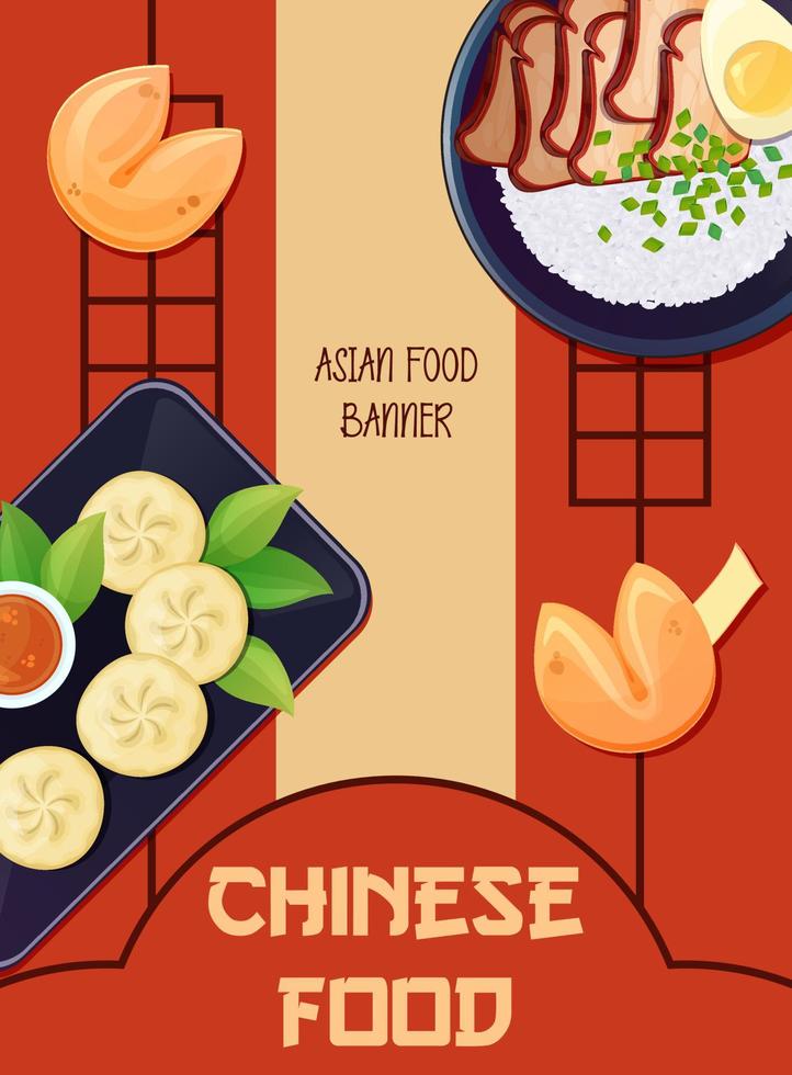 Chinese restaurant folder sjabloon. Aziatisch voedsel verticaal poster. kleurrijk vector illustratie.